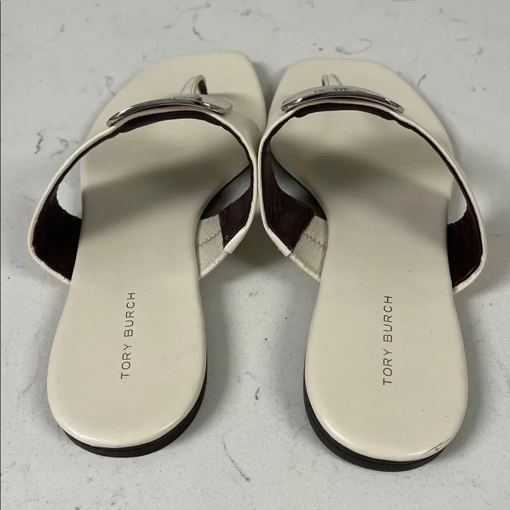 Tory Burch Georgia Thong Sandal (Women) Light Cream Size 8 Flip Flop